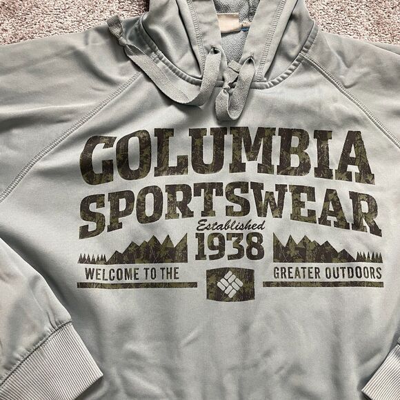 Columbia Sportswear Hoodie Sweatshirt Mens Medium Light Blue Pullover Graphic - Picture 11 of 16